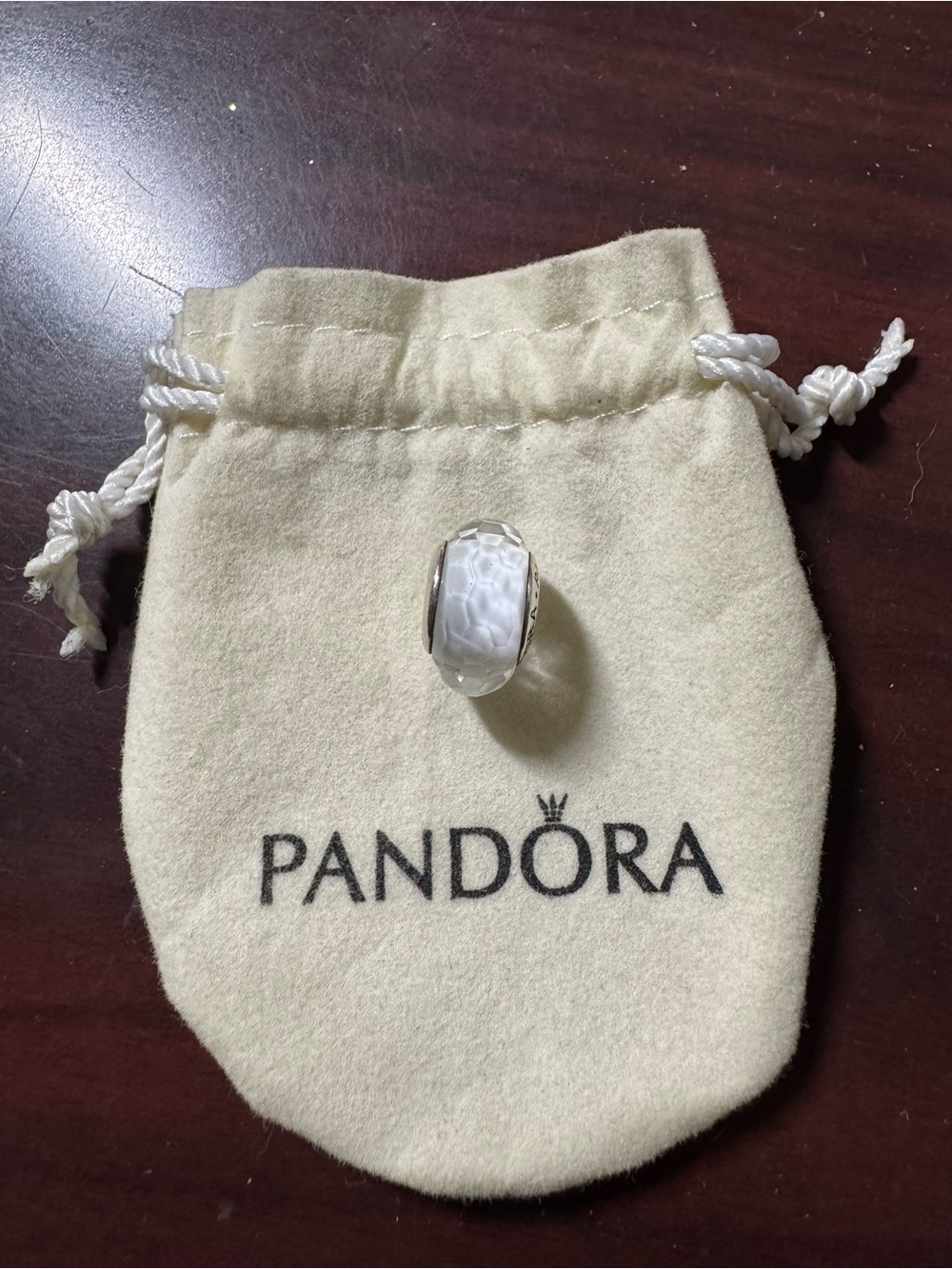 Pandora Faceted Murano Glass Charm Bead White
